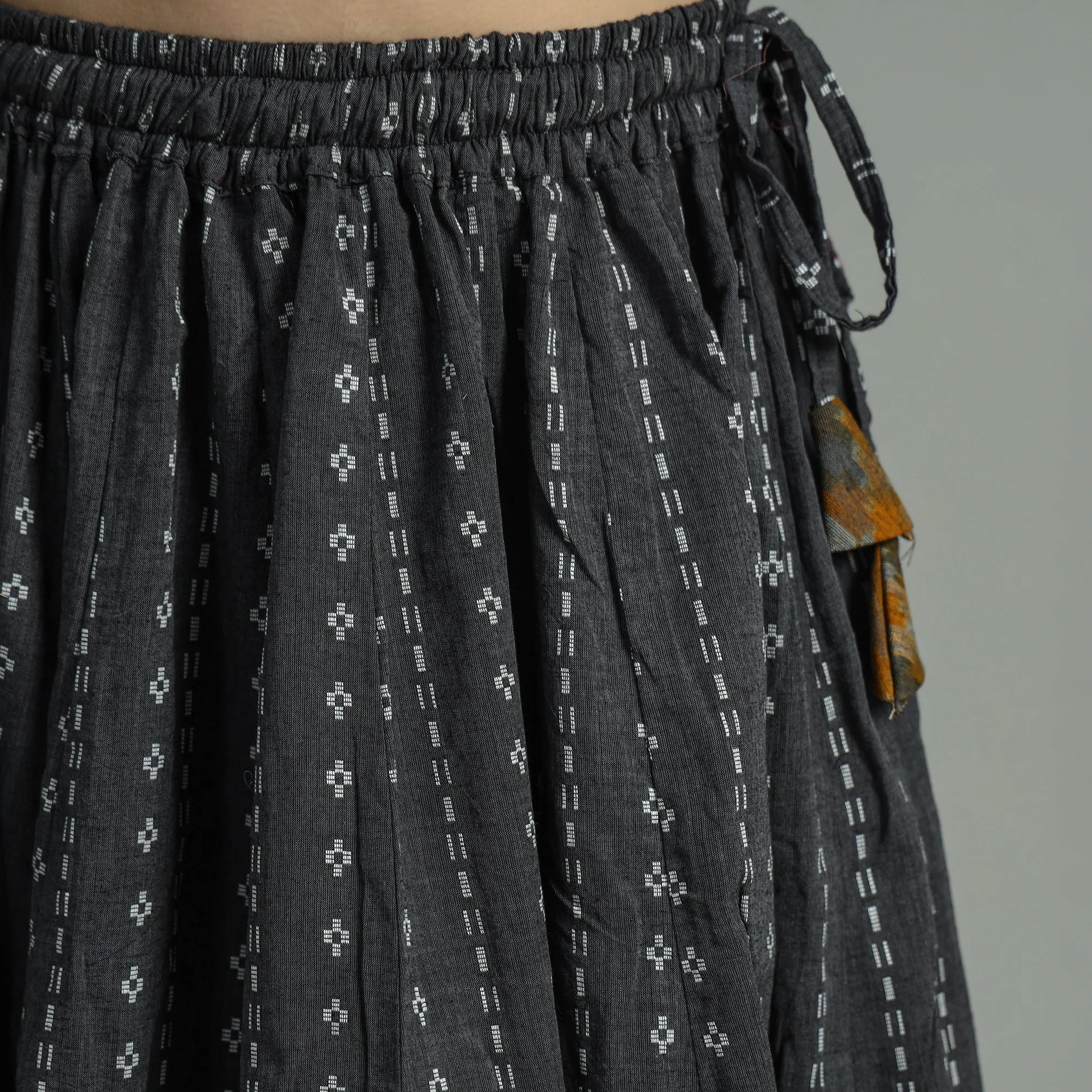Black - Jacquard Patchwork 24 Kali Cotton Long Skirt 06