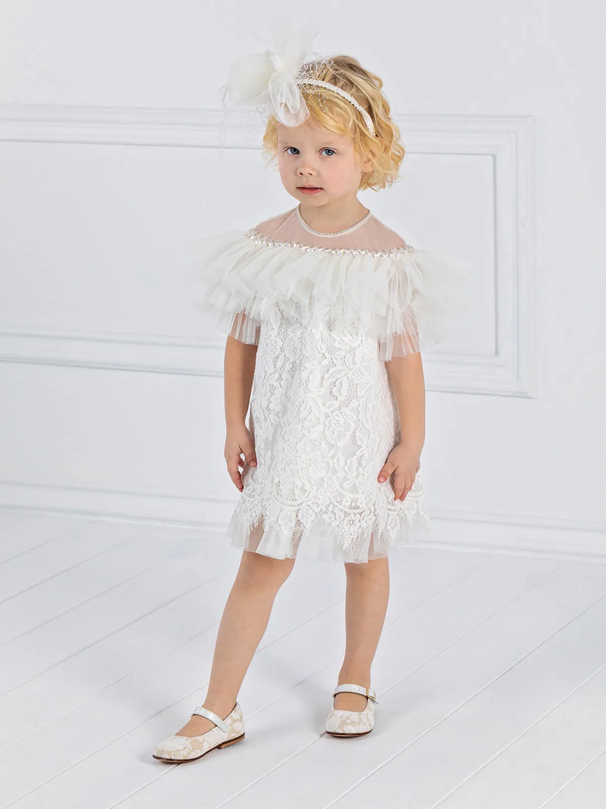 Girl's baptism lace dress - MIRABELLA