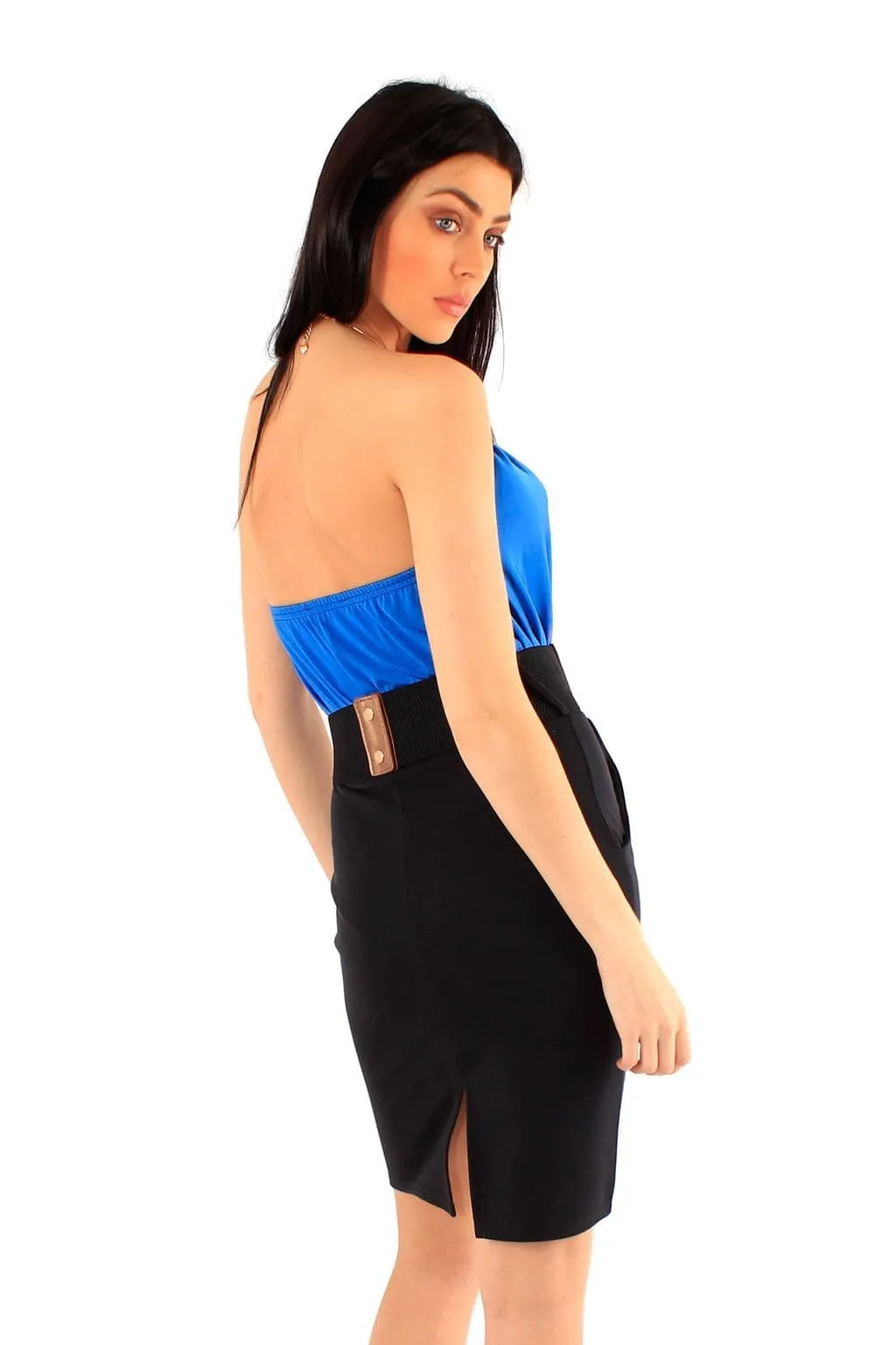 Women Halter Neck Belted Dress